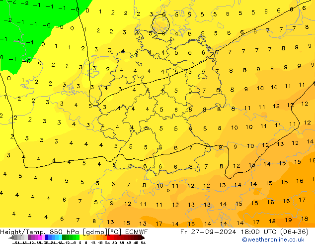 Z500/Rain (+SLP)/Z850 ECMWF vie 27.09.2024 18 UTC