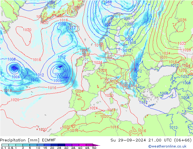 Niederschlag ECMWF So 29.09.2024 00 UTC