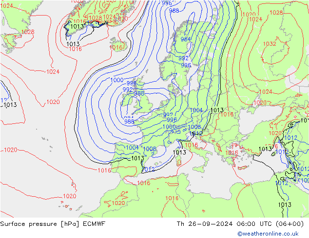 ciśnienie ECMWF czw. 26.09.2024 06 UTC