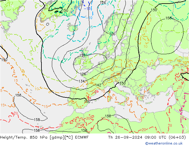 Height/Temp. 850 hPa ECMWF gio 26.09.2024 09 UTC