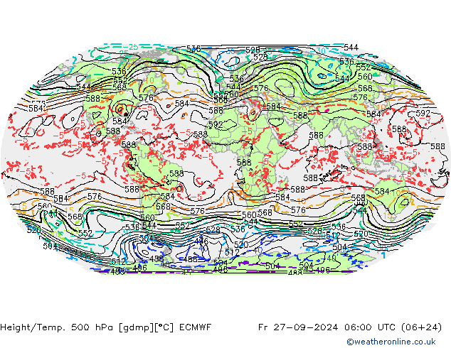 Z500/Rain (+SLP)/Z850 ECMWF  27.09.2024 06 UTC