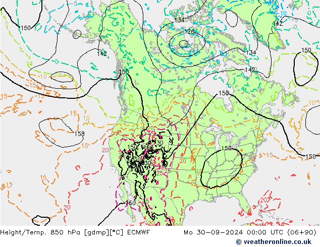 Height/Temp. 850 hPa ECMWF Mo 30.09.2024 00 UTC