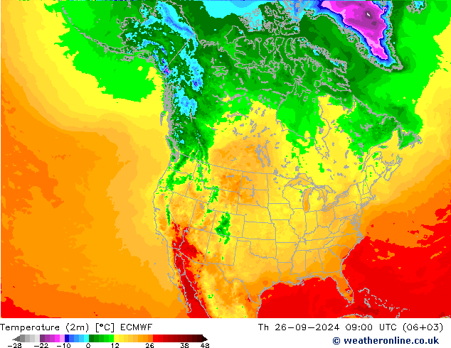 温度图 ECMWF 星期四 26.09.2024 09 UTC