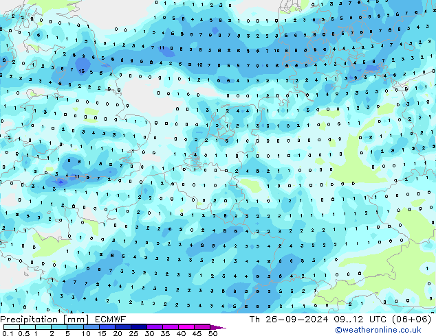 Precipitazione ECMWF gio 26.09.2024 12 UTC