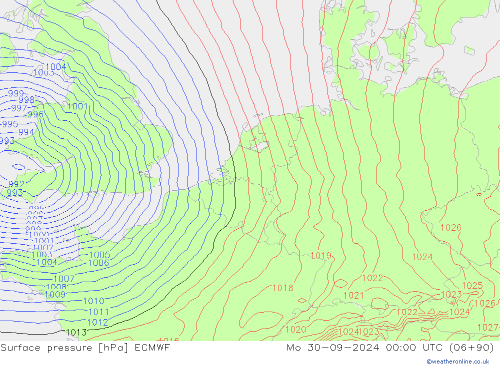 pressão do solo ECMWF Seg 30.09.2024 00 UTC