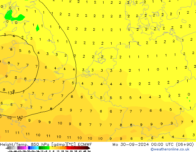 Z500/Rain (+SLP)/Z850 ECMWF Mo 30.09.2024 00 UTC