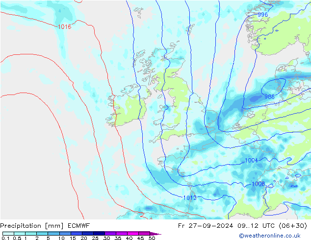 Precipitation ECMWF Fr 27.09.2024 12 UTC