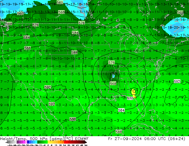 Z500/Yağmur (+YB)/Z850 ECMWF Cu 27.09.2024 06 UTC