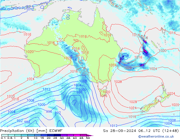 Z500/Rain (+SLP)/Z850 ECMWF сб 28.09.2024 12 UTC