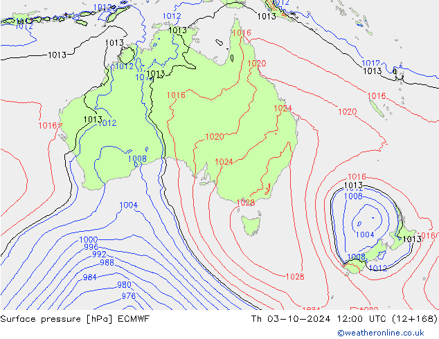 Pressione al suolo ECMWF gio 03.10.2024 12 UTC