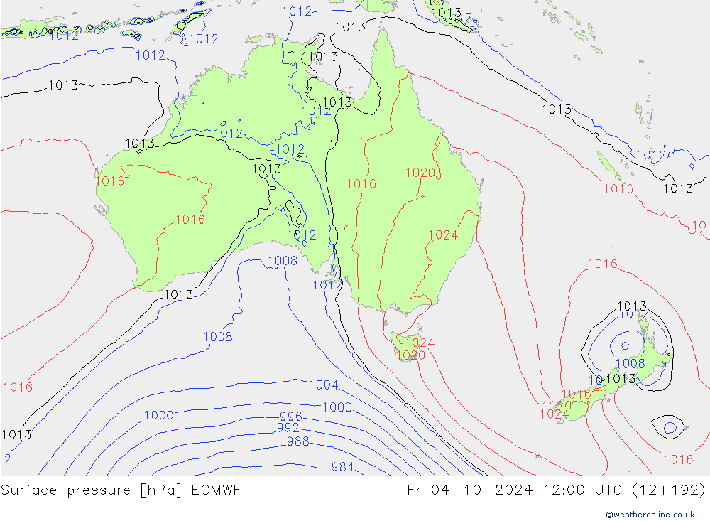 Surface pressure ECMWF Fr 04.10.2024 12 UTC