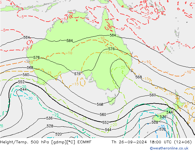 Z500/Rain (+SLP)/Z850 ECMWF чт 26.09.2024 18 UTC