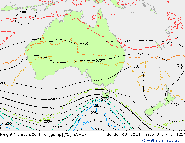 Z500/Rain (+SLP)/Z850 ECMWF lun 30.09.2024 18 UTC