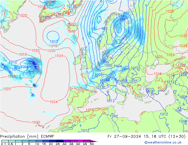 Precipitación ECMWF vie 27.09.2024 18 UTC