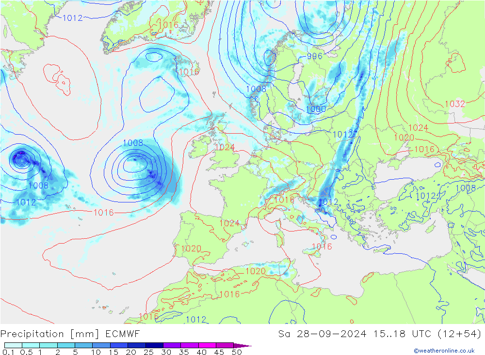 precipitação ECMWF Sáb 28.09.2024 18 UTC