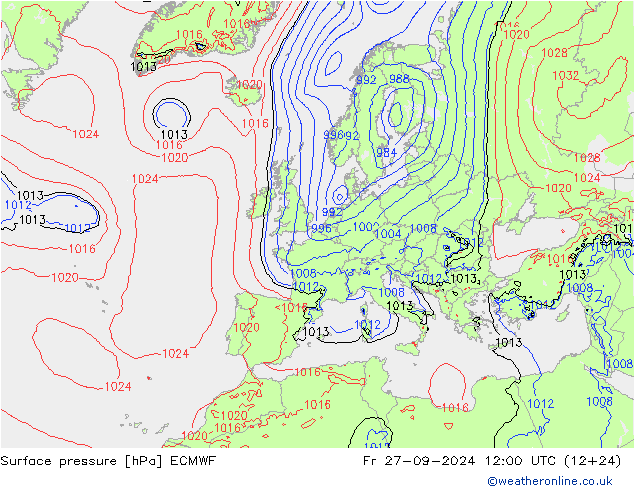 pression de l'air ECMWF ven 27.09.2024 12 UTC