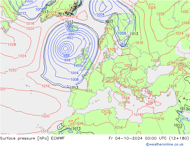 Bodendruck ECMWF Fr 04.10.2024 00 UTC