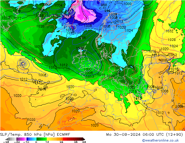 SLP/Temp. 850 hPa ECMWF lun 30.09.2024 06 UTC