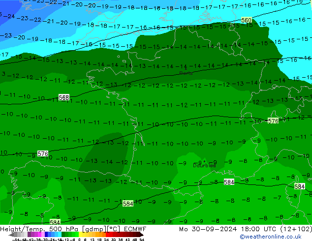 Z500/Rain (+SLP)/Z850 ECMWF lun 30.09.2024 18 UTC