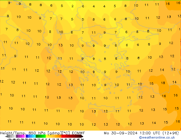 Z500/Rain (+SLP)/Z850 ECMWF pon. 30.09.2024 12 UTC