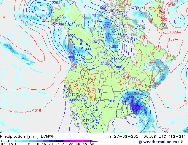 Neerslag ECMWF vr 27.09.2024 09 UTC