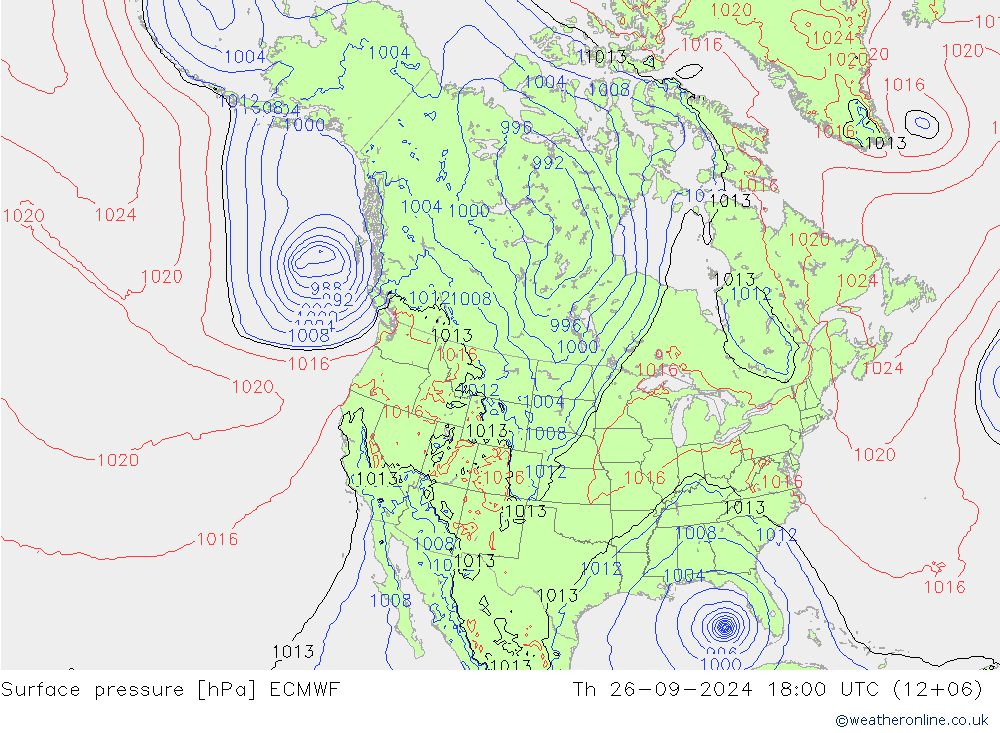 приземное давление ECMWF чт 26.09.2024 18 UTC