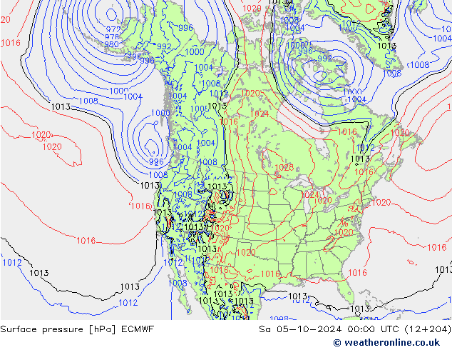 приземное давление ECMWF сб 05.10.2024 00 UTC