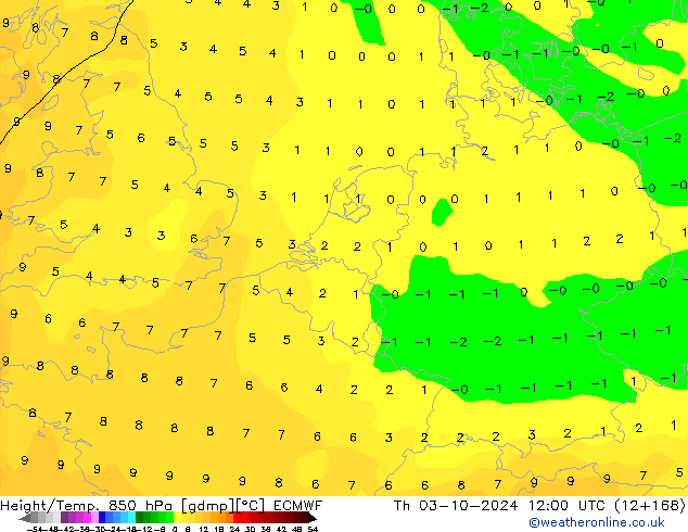 Z500/Rain (+SLP)/Z850 ECMWF Čt 03.10.2024 12 UTC