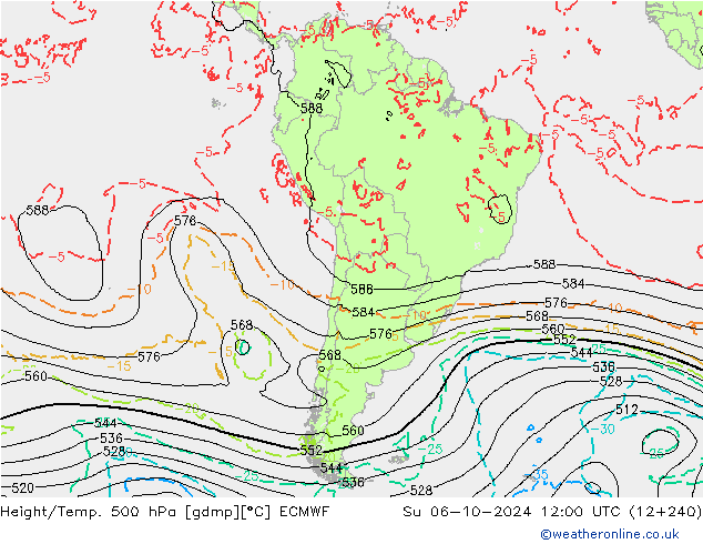 Geop./Temp. 500 hPa ECMWF dom 06.10.2024 12 UTC