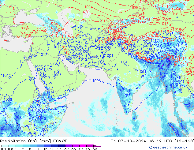 Z500/Rain (+SLP)/Z850 ECMWF czw. 03.10.2024 12 UTC