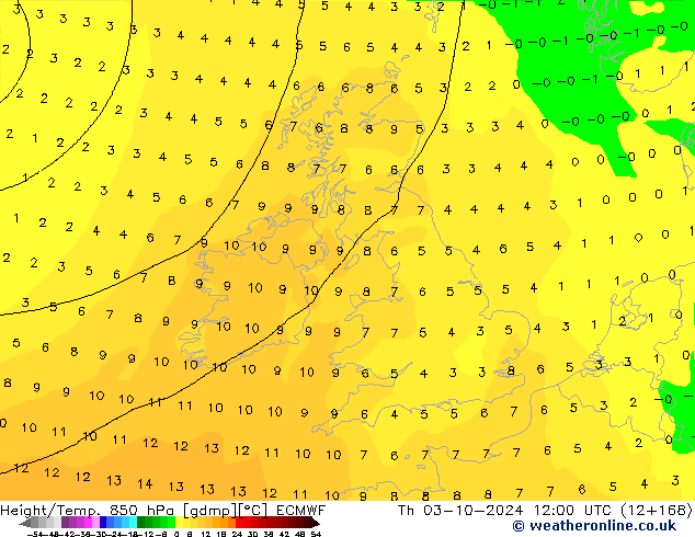 Z500/Rain (+SLP)/Z850 ECMWF Th 03.10.2024 12 UTC