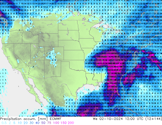 Precipitation accum. ECMWF We 02.10.2024 12 UTC