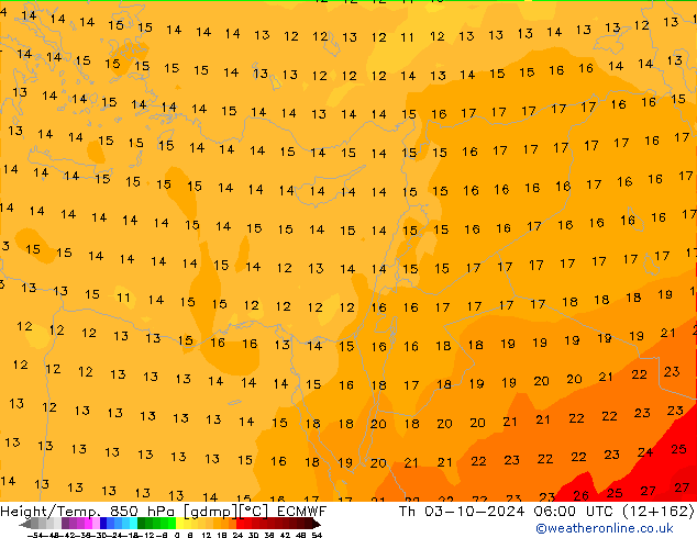 Height/Temp. 850 hPa ECMWF Do 03.10.2024 06 UTC