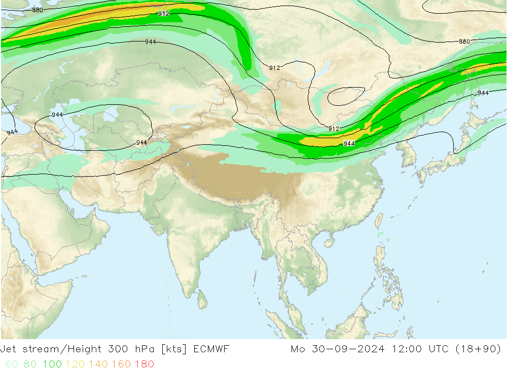 Corrente a getto ECMWF lun 30.09.2024 12 UTC