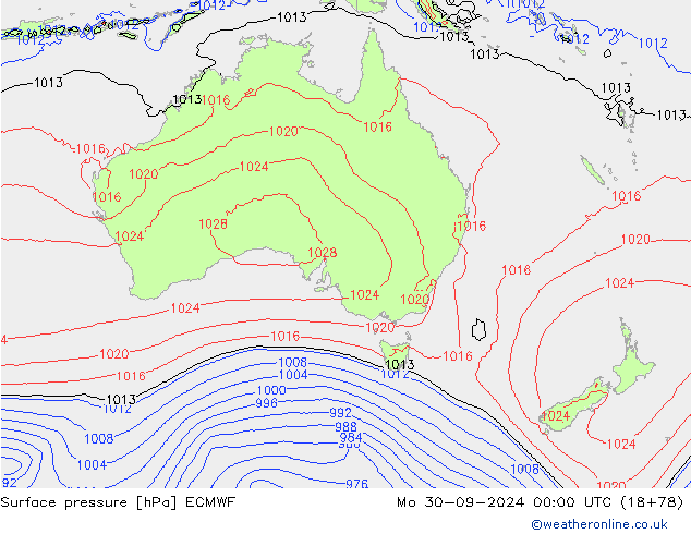 Atmosférický tlak ECMWF Po 30.09.2024 00 UTC