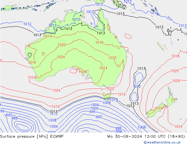 Presión superficial ECMWF lun 30.09.2024 12 UTC