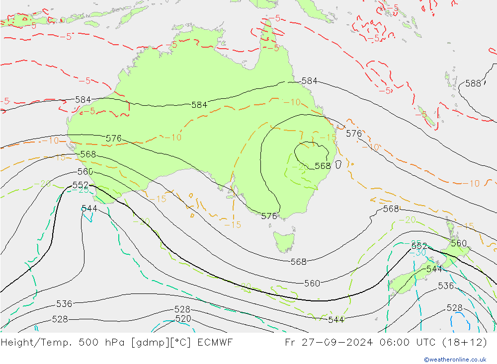 Z500/Rain (+SLP)/Z850 ECMWF ven 27.09.2024 06 UTC