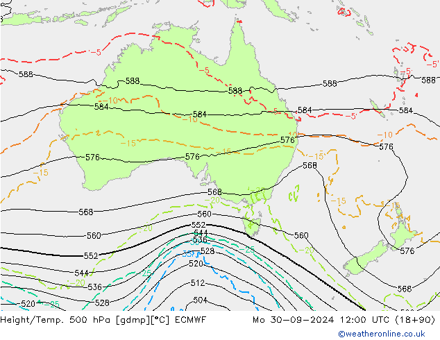 Z500/Rain (+SLP)/Z850 ECMWF Mo 30.09.2024 12 UTC