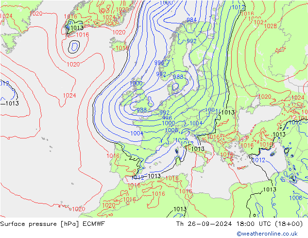 Yer basıncı ECMWF Per 26.09.2024 18 UTC