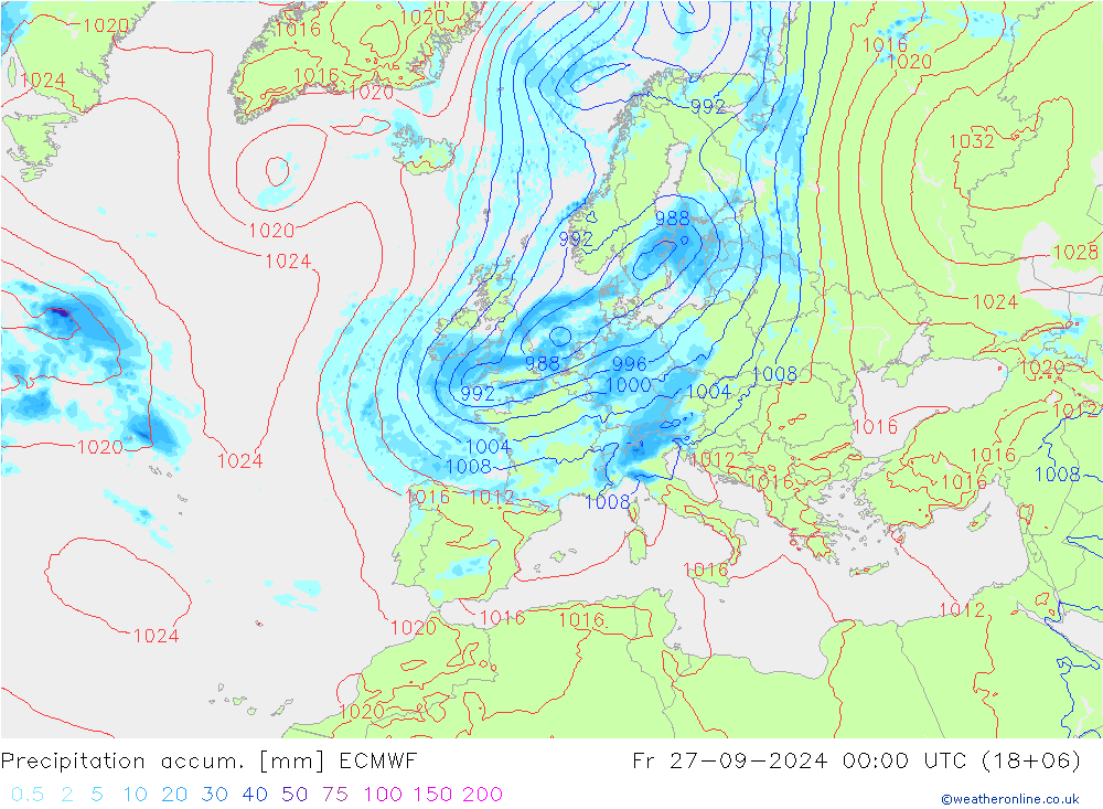 Nied. akkumuliert ECMWF Fr 27.09.2024 00 UTC