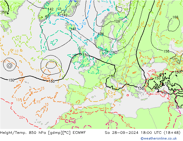 Z500/Rain (+SLP)/Z850 ECMWF so. 28.09.2024 18 UTC