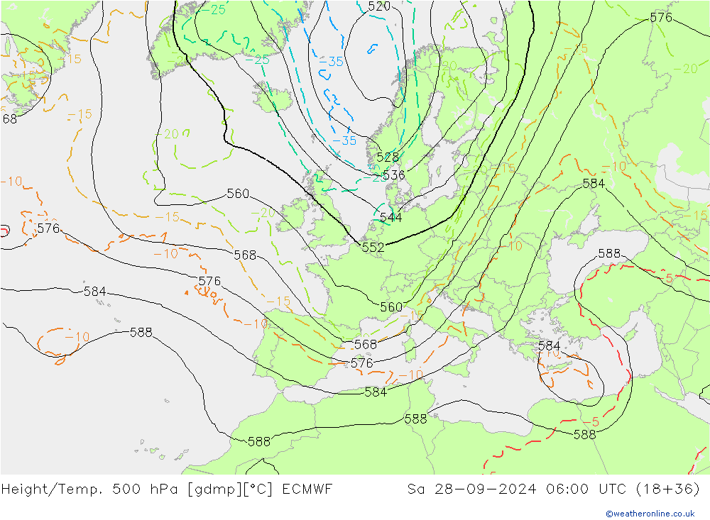 Z500/Rain (+SLP)/Z850 ECMWF Sa 28.09.2024 06 UTC