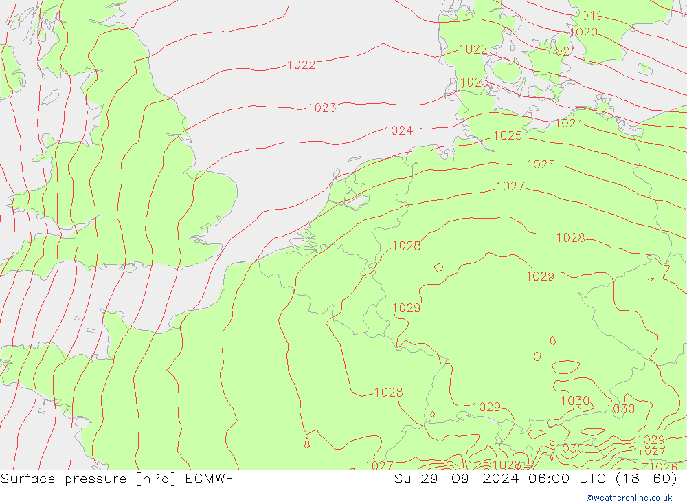 pressão do solo ECMWF Dom 29.09.2024 06 UTC