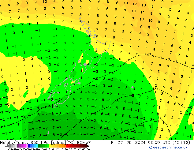 Z500/Rain (+SLP)/Z850 ECMWF vie 27.09.2024 06 UTC