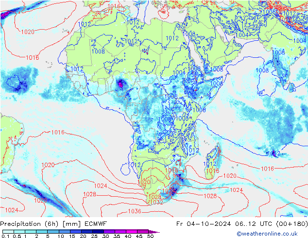 Z500/Rain (+SLP)/Z850 ECMWF Pá 04.10.2024 12 UTC