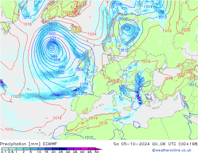 Neerslag ECMWF za 05.10.2024 06 UTC