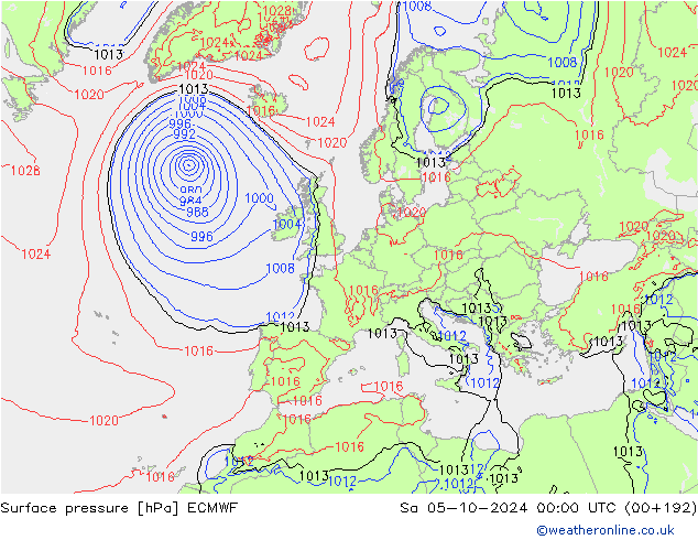 Luchtdruk (Grond) ECMWF za 05.10.2024 00 UTC