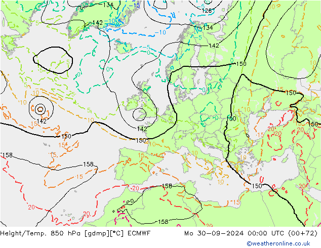 Z500/Rain (+SLP)/Z850 ECMWF pon. 30.09.2024 00 UTC