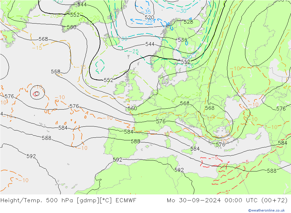 Z500/Rain (+SLP)/Z850 ECMWF Mo 30.09.2024 00 UTC