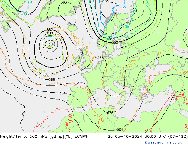 Z500/Rain (+SLP)/Z850 ECMWF So 05.10.2024 00 UTC